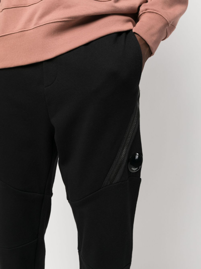 Shop C.p. Company Lens-detail Cotton-jersey Track Pants In Black
