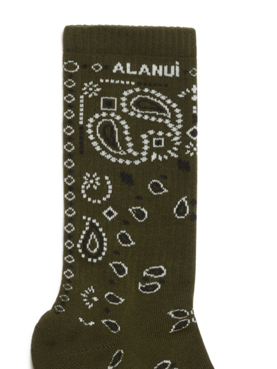 Shop Alanui Bandana-print Ankle Socks In Black