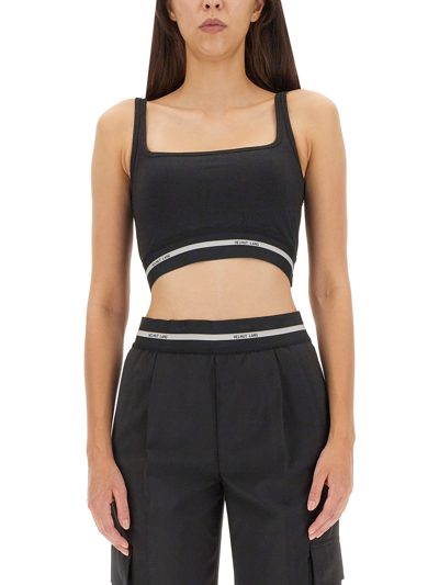 Shop Helmut Lang Crop Top With Logo In Black