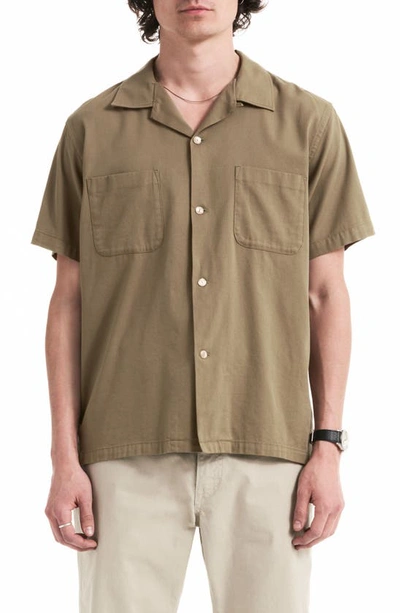 Shop Buck Mason Draped Twill Camp Shirt In Dark Bronze