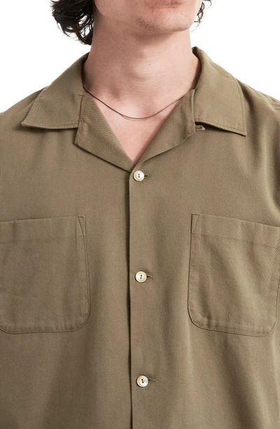 Shop Buck Mason Draped Twill Camp Shirt In Dark Bronze