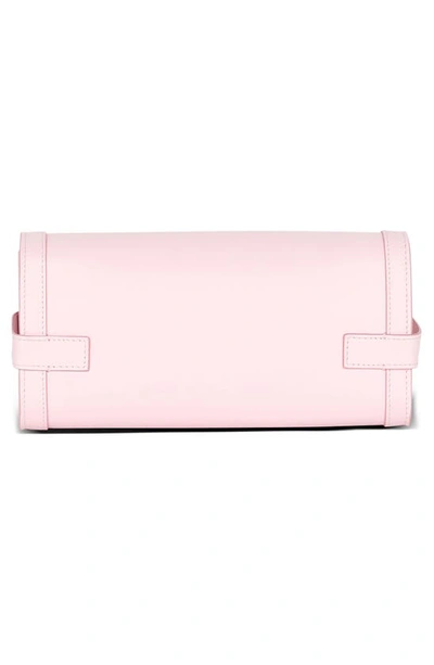 Shop Balmain B-buzz 23 Calfskin Leather Clutch In Pale Pink