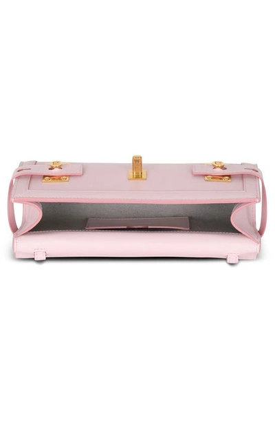 Shop Balmain B-buzz 23 Calfskin Leather Clutch In Pale Pink