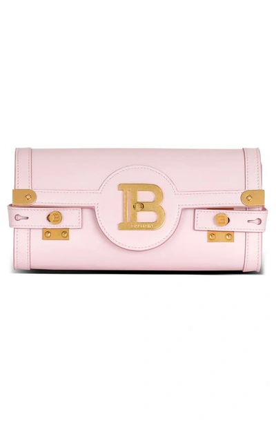 Shop Balmain B-buzz 23 Calfskin Leather Clutch In Pale Pink