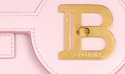 Shop Balmain B-buzz 23 Calfskin Leather Clutch In Pale Pink