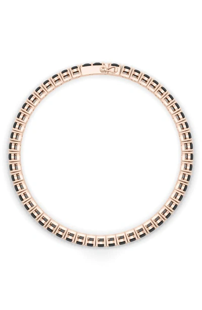 Shop Hautecarat Lab Created Black Diamond Tennis Bracelet In 18k Rose Gold