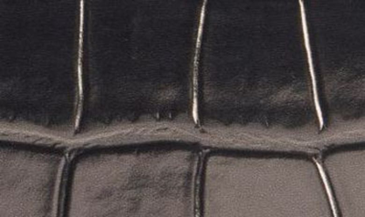 Shop Balenciaga Extra Small Hourglass Croc Embossed Metallic Leather Top Handle Bag In Dark Bronze
