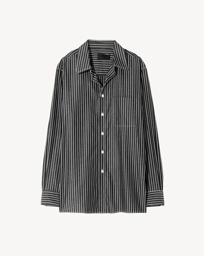 Shop Nili Lotan Finn Shirt In Black/white Stripe