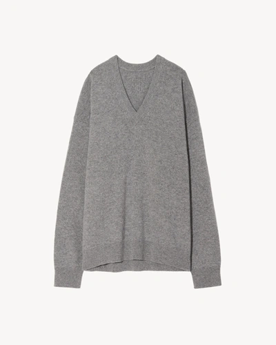 Shop Nili Lotan Hagen Cashmere Sweater In Light Grey Melange