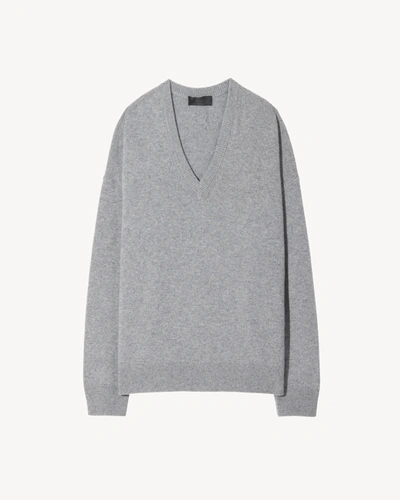 Shop Nili Lotan Shagan Sweater In Light Grey Melange
