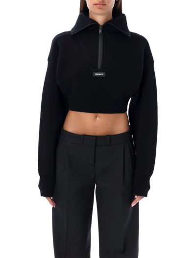 Shop Coperni Half-zip Cropped Sweater In Black