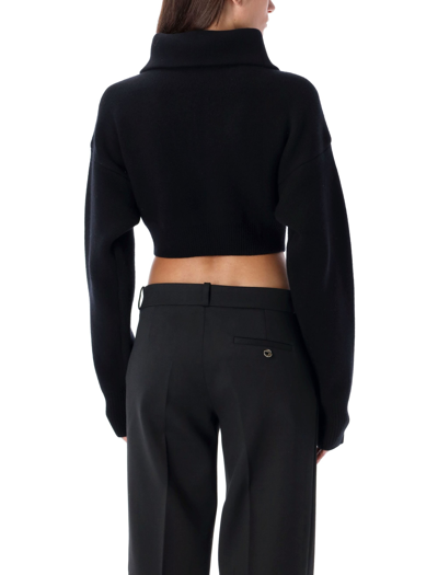 Shop Coperni Half-zip Cropped Sweater In Black