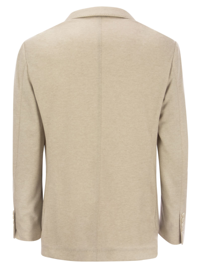 Shop Brunello Cucinelli Cashmere Jersey Blazer With Patch Pockets In Sand