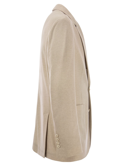 Shop Brunello Cucinelli Cashmere Jersey Blazer With Patch Pockets In Sand