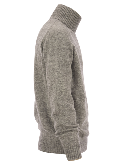 Shop Brunello Cucinelli Turtleneck Sweater In Alpaca, Cotton And Wool In Grey