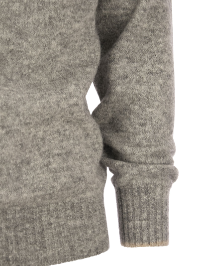 Shop Brunello Cucinelli Turtleneck Sweater In Alpaca, Cotton And Wool In Grey