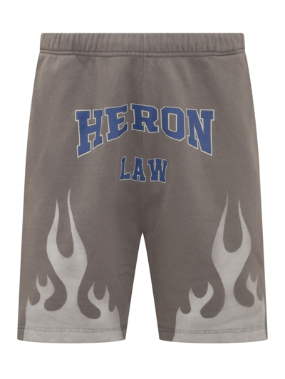 Shop Heron Preston Heron Law Flames Shorts In Grey White
