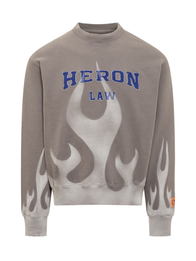 Shop Heron Preston Law Flames Sweatshirt In Grey White