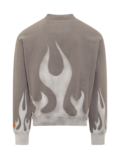 Shop Heron Preston Law Flames Sweatshirt In Grey White