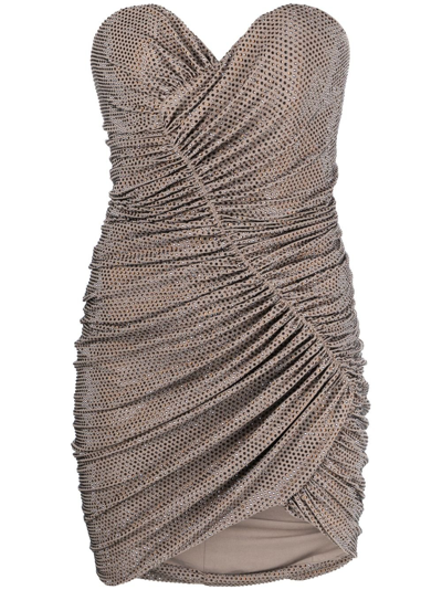 Shop Alexandre Vauthier Grey Rhinestone-embellished Mini Dress