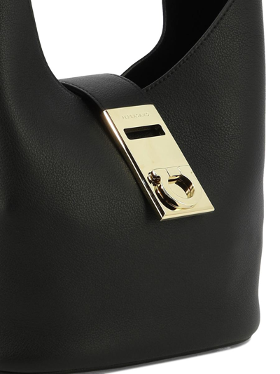 Shop Ferragamo "hobo M" Shoulder Bag In Black