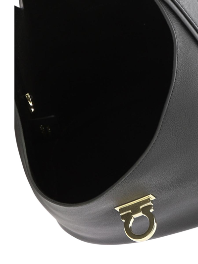 Shop Ferragamo "hobo M" Shoulder Bag In Black