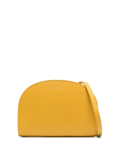 Shop Apc Demi Lune Leather Bag In Yellow