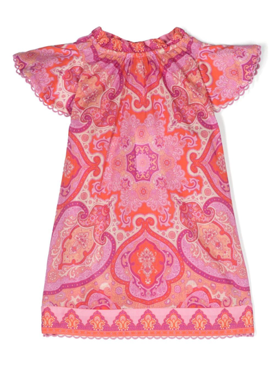 Shop Zimmermann Halcyon Paisley-print Dress In Pink