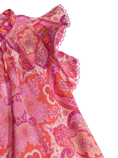 Shop Zimmermann Halcyon Paisley-print Dress In Pink