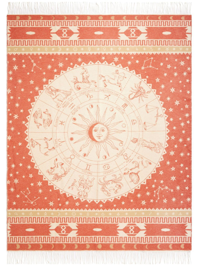 Shop Alanui Astrology Wheel Woven Blanket In Orange