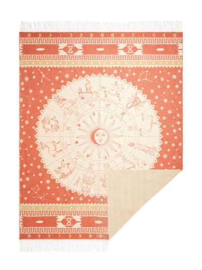 Shop Alanui Astrology Wheel Woven Blanket In Orange