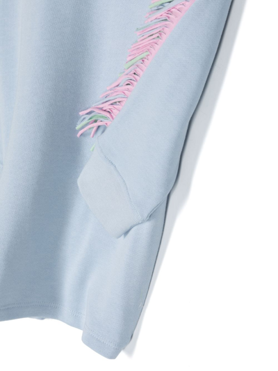 Shop Stella Mccartney Fringed Star-patch Sweatshirt In Blue