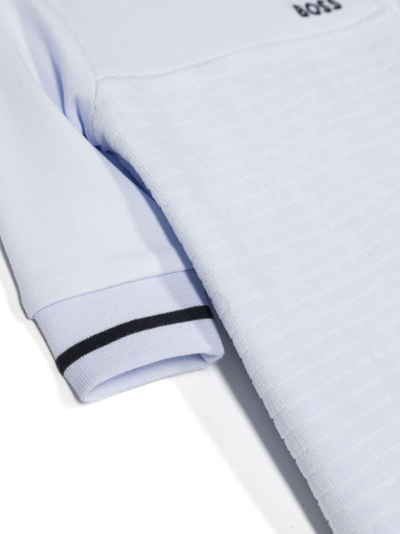 Shop Bosswear Striped Velvet-detail Body In Blue