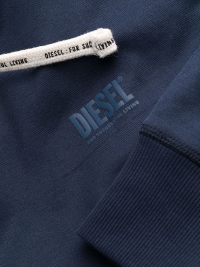 Shop Diesel Logo-print Cotton Pyjamas In Blue