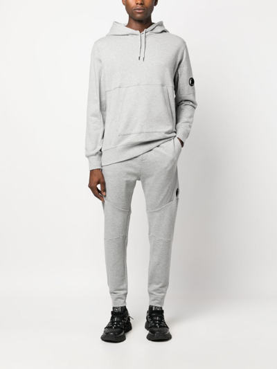 C.p. Company Diagonal Raised Fleece Lens Hooded Sweatshirt In Grey