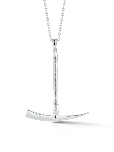 Shop Mateo Miners Pick Pendant Necklace In Silver