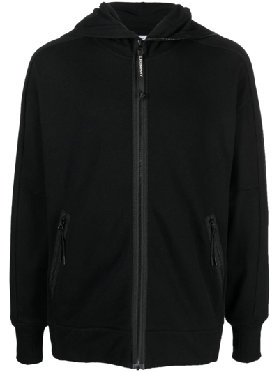 Shop C.p. Company Goggle-detail Hood Zipped Hoodie In Black