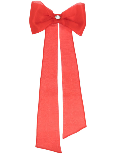 Shop Atu Body Couture Bow Silk Hair Clip In Red