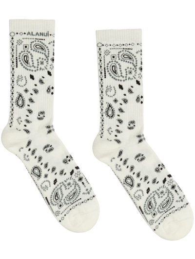 Shop Alanui Bandana-print Socks In White