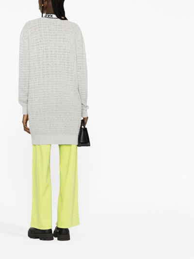 Karl Lagerfeld Boucle' Fabric Feminine Cardigan With Logoed Bands In White