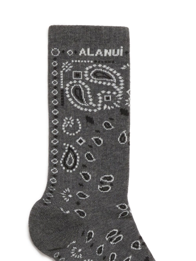 Shop Alanui Bandana-print Ankle Socks In Grey
