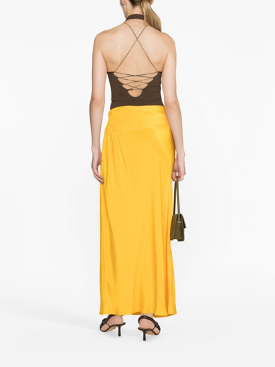 Shop Christopher Esber Triqueta Asymmetric Maxi Skirt In Orange