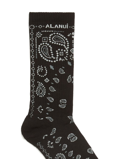 Shop Alanui Bandana-print Socks In Black