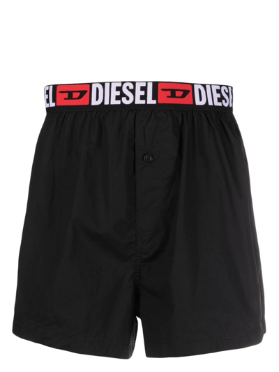 Shop Diesel Logo-waistband Cotton Boxers Set In Black