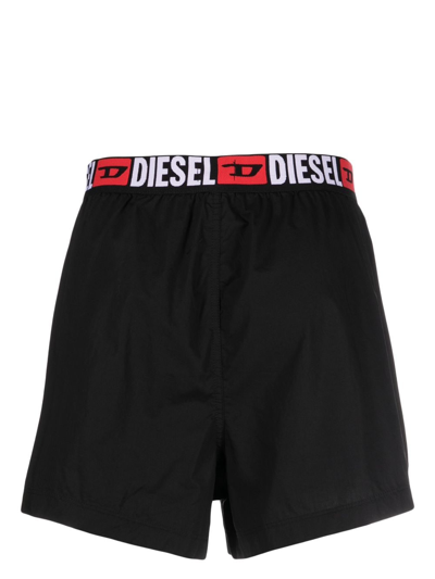 Shop Diesel Logo-waistband Cotton Boxers Set In Black