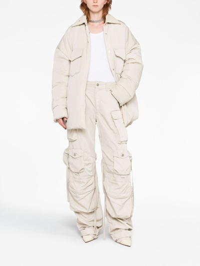 Attico Cotton Corduroy-trimmed Padded Shell Jacket In Neutrals