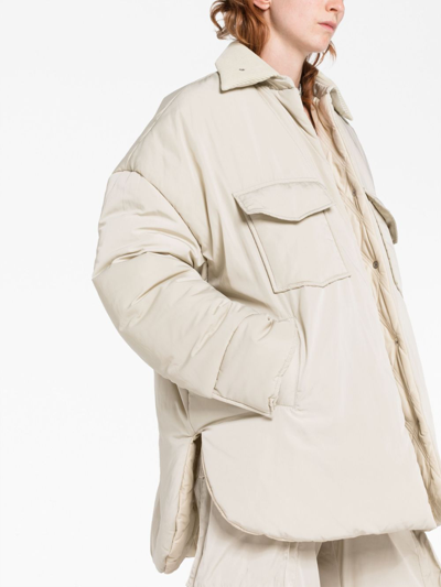 Shop Attico Padded Buttoned Oversized Coat In Neutrals