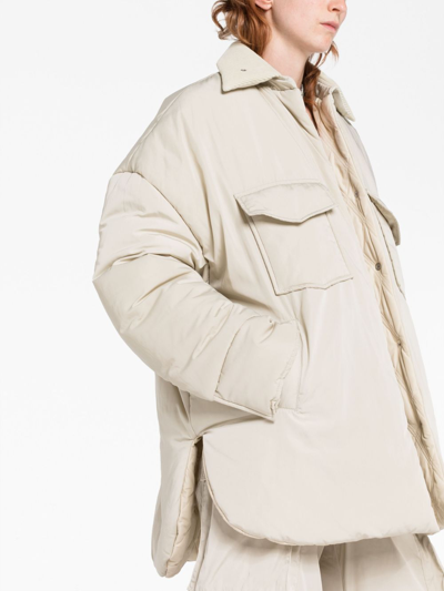 Attico Cotton Corduroy-trimmed Padded Shell Jacket In Neutrals