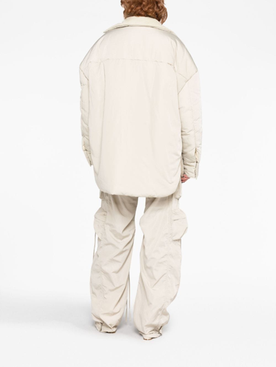 Attico Cotton Corduroy-trimmed Padded Shell Jacket In Neutrals