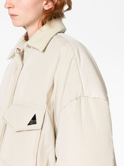 Attico Cotton Corduroy-trimmed Padded Shell Jacket In Neutrals